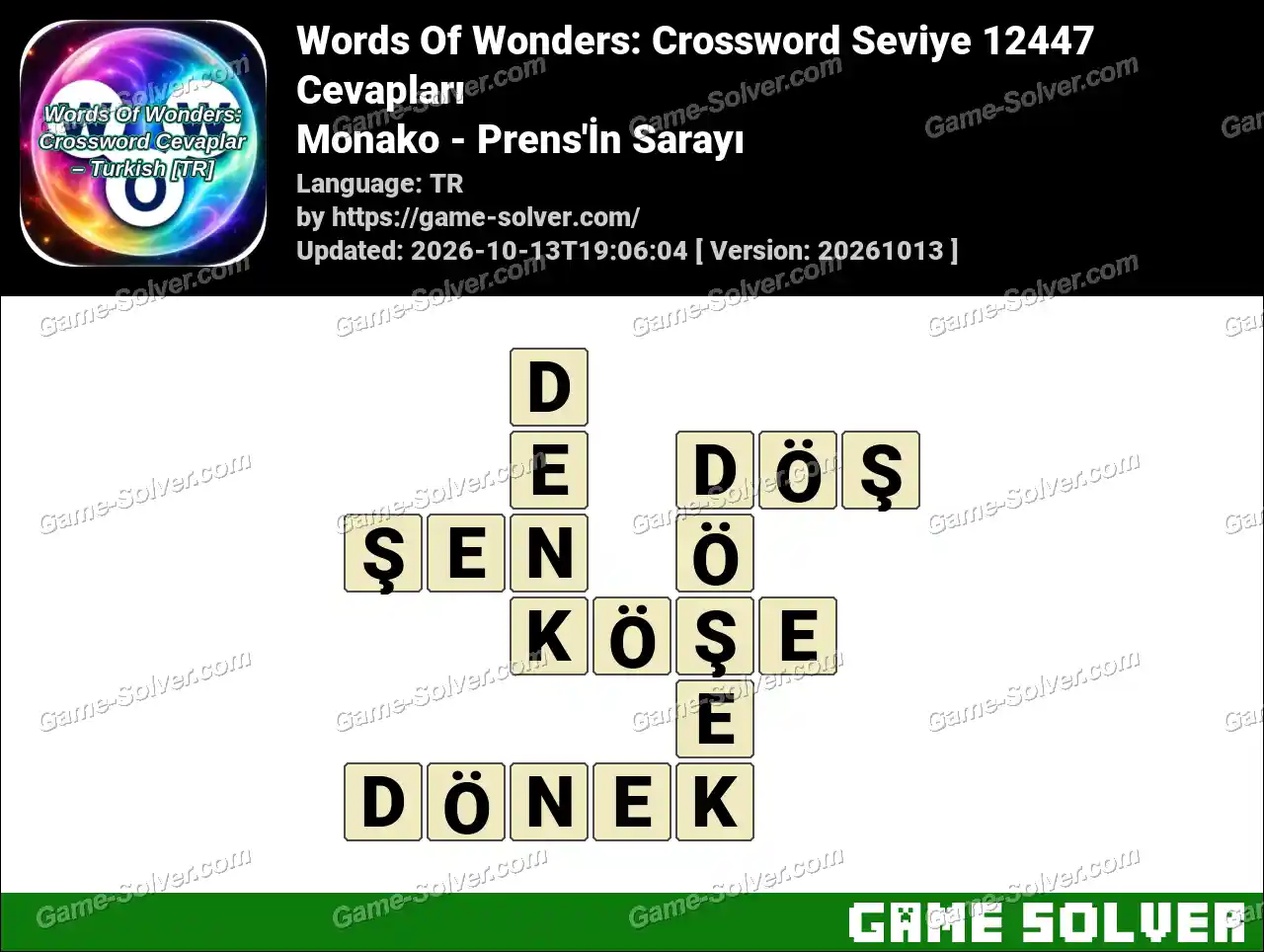 Words Of Wonders: Crossword Seviye 12447 Cevapları – Monako – Prens’İn Sarayı